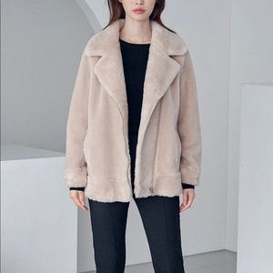 The Curated Teddy Shearling Jacket in Sand- XS